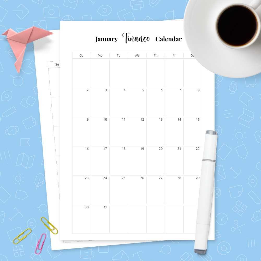 finance calendar template