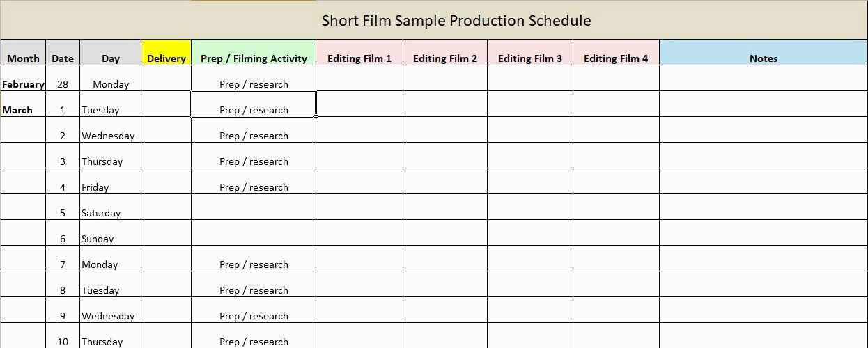 film production calendar template