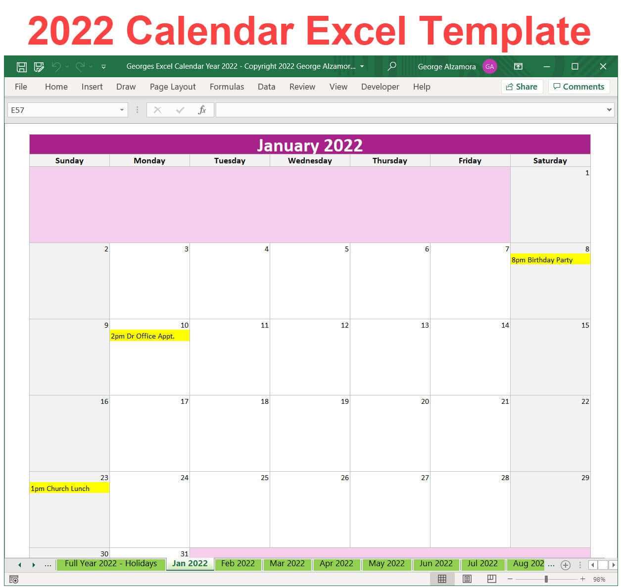 monthly calendar spreadsheet template