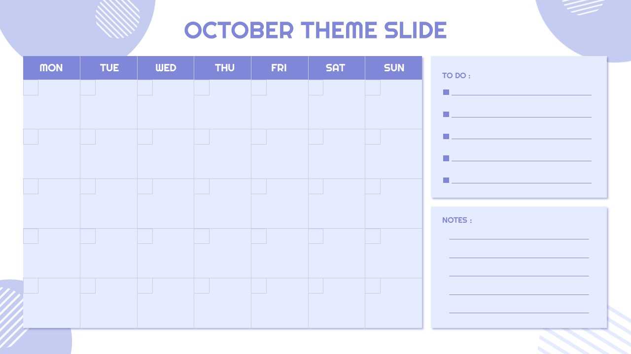 october calendar template editable