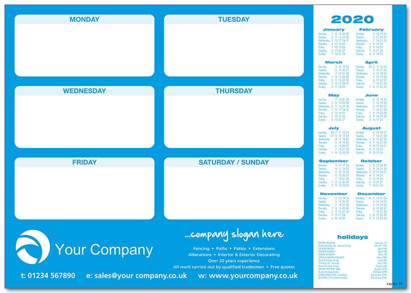 desk pad calendar template