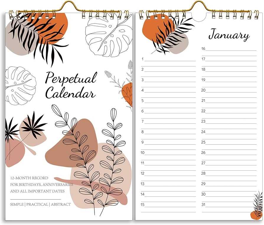 perpetual monthly calendar template