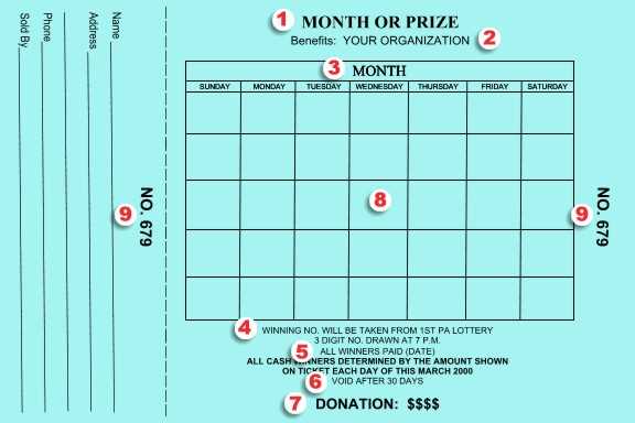 lottery calendar template