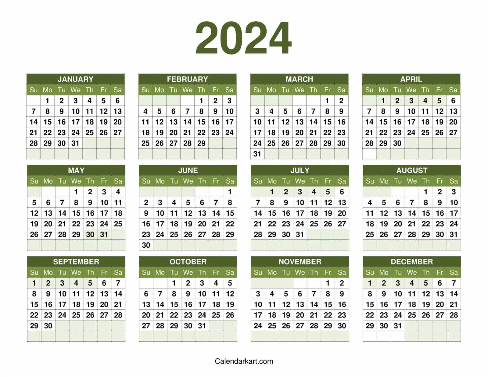 year at a glance calendar template free