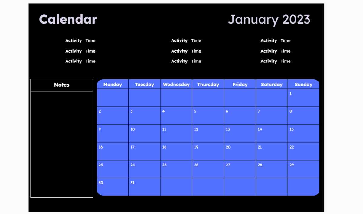 docs calendar template