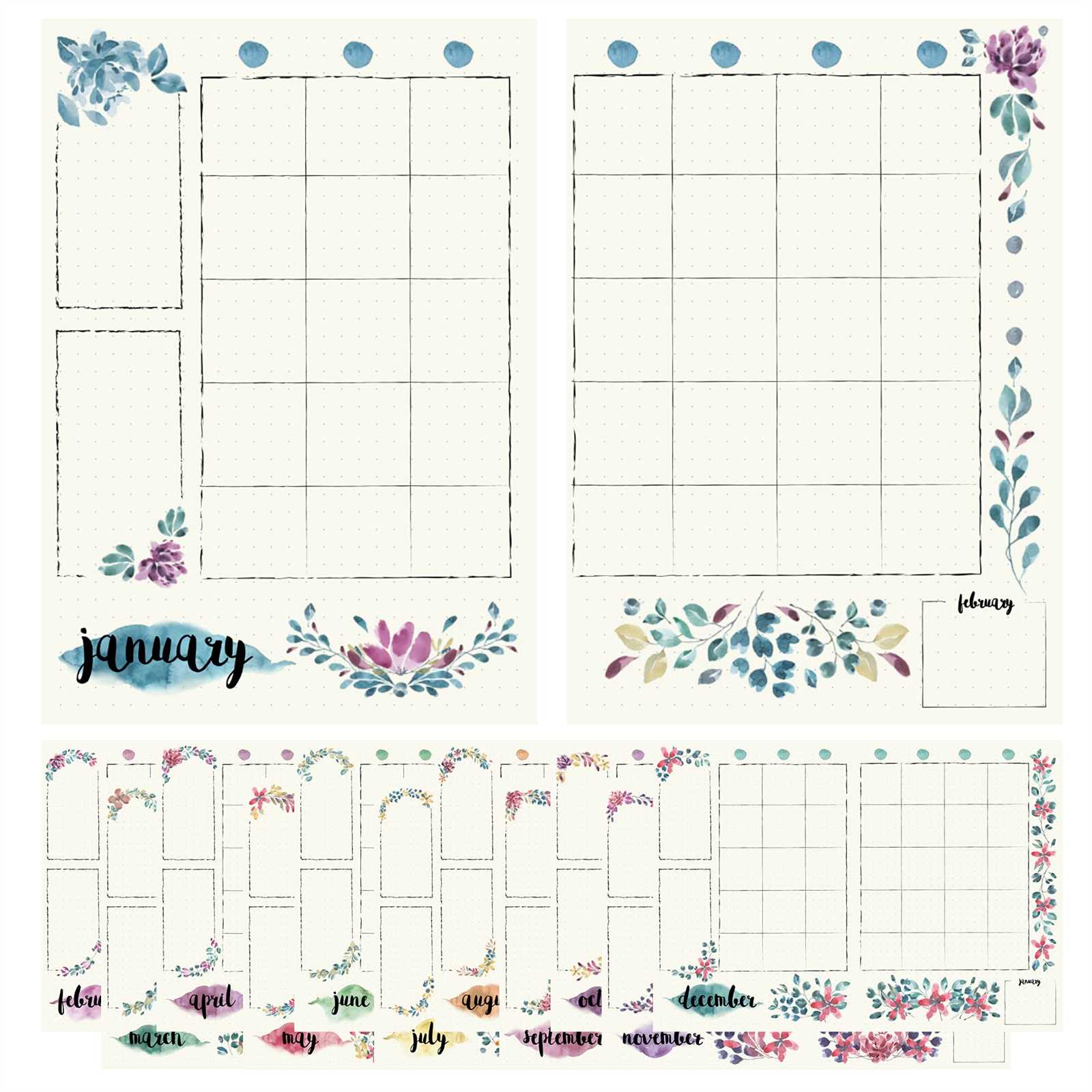 bullet journal monthly calendar template