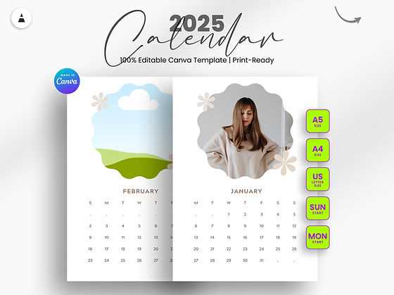 calendar 2025 template printable