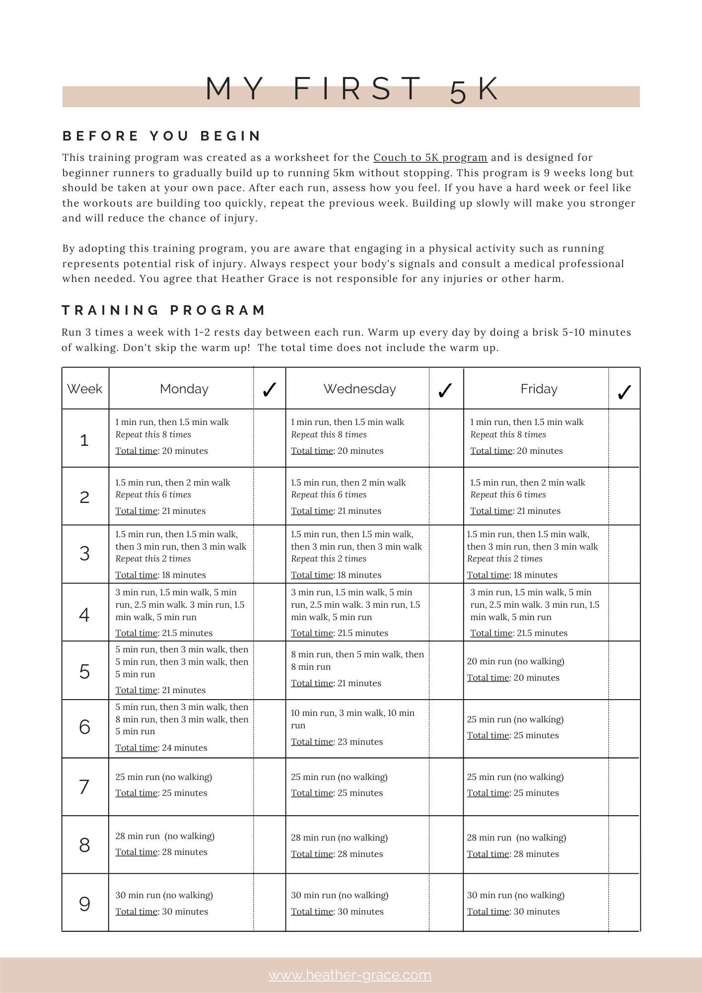 running training calendar template