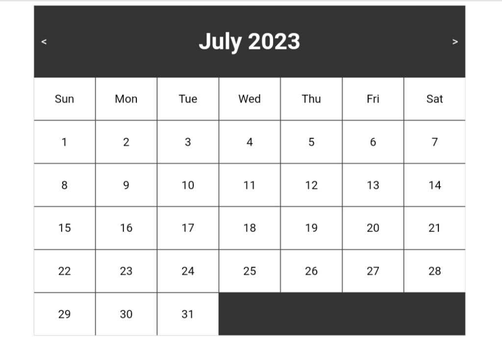 calendar template css