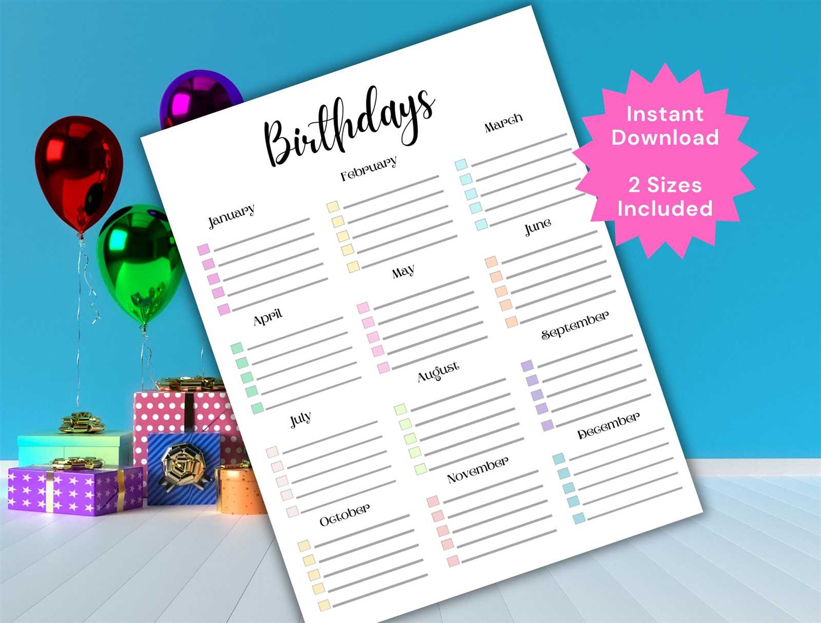 free birthday calendar template download