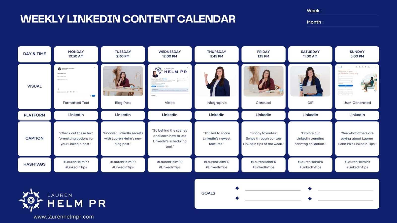 linkedin calendar template