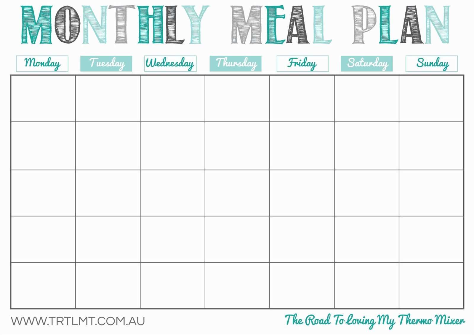 menu planning calendar template