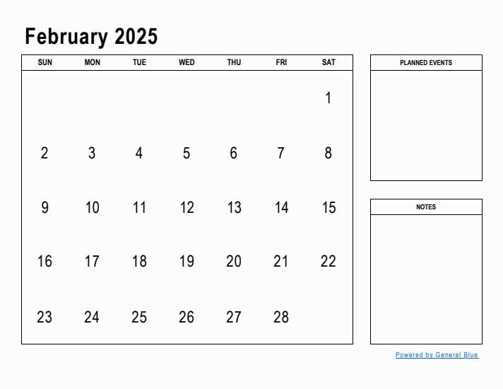 calendar template feb 2025