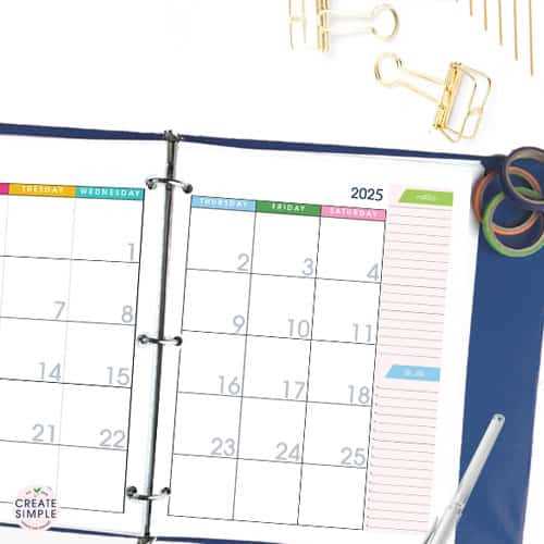 2 page calendar template 2025