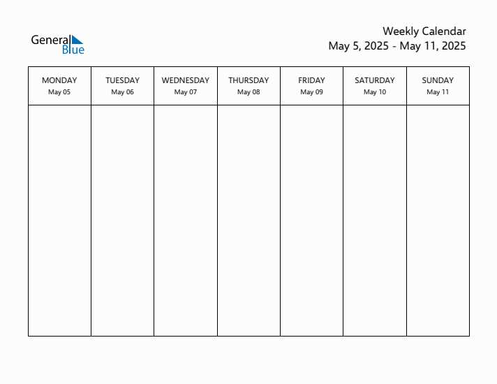 5 week calendar template