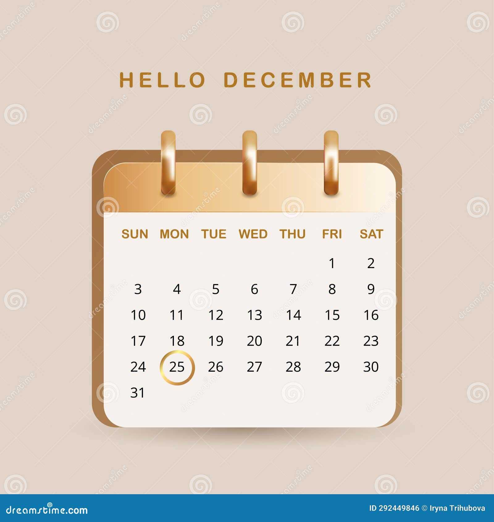 december holiday calendar template