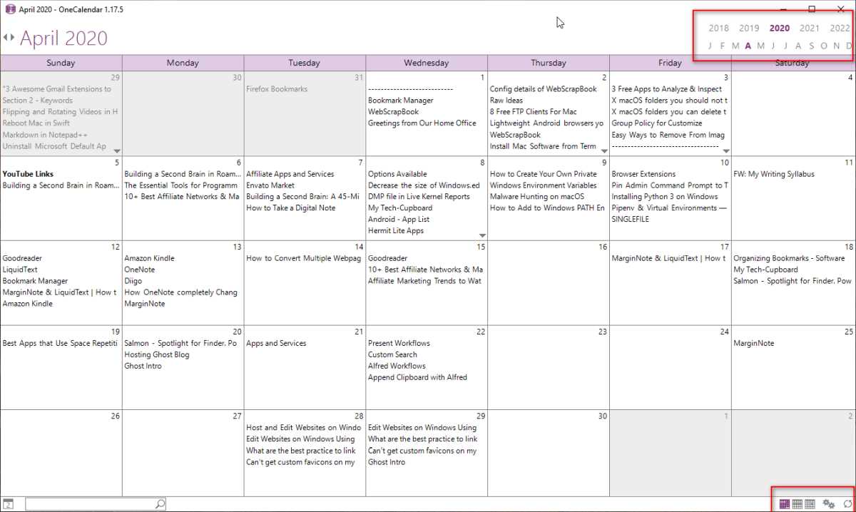 does onenote have a calendar template