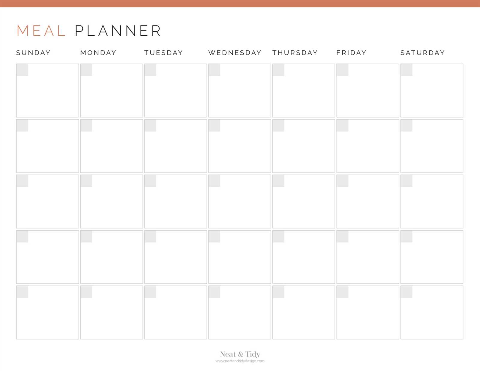 monthly menu calendar template