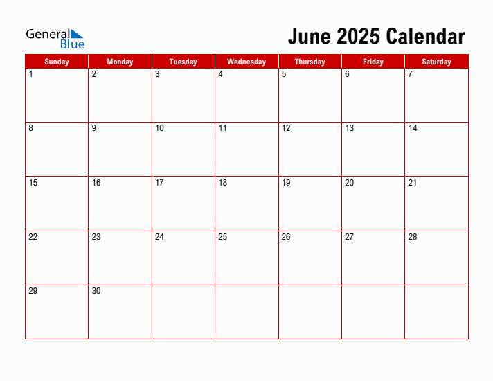 free calendar template june 2025