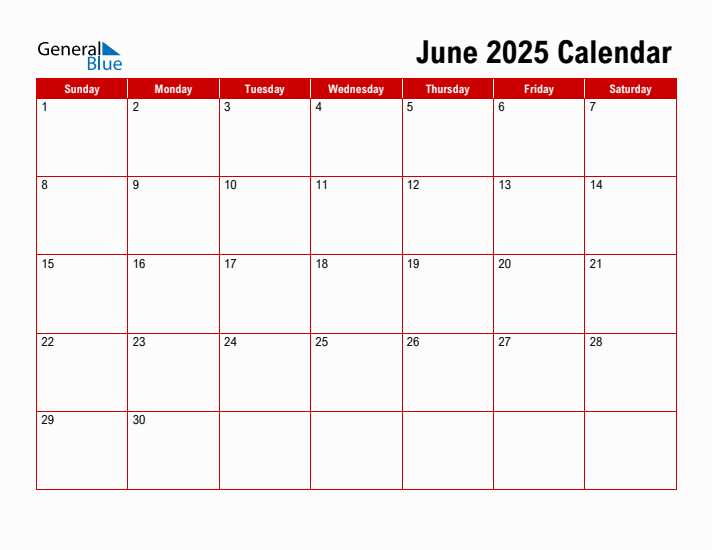 free calendar template june 2026