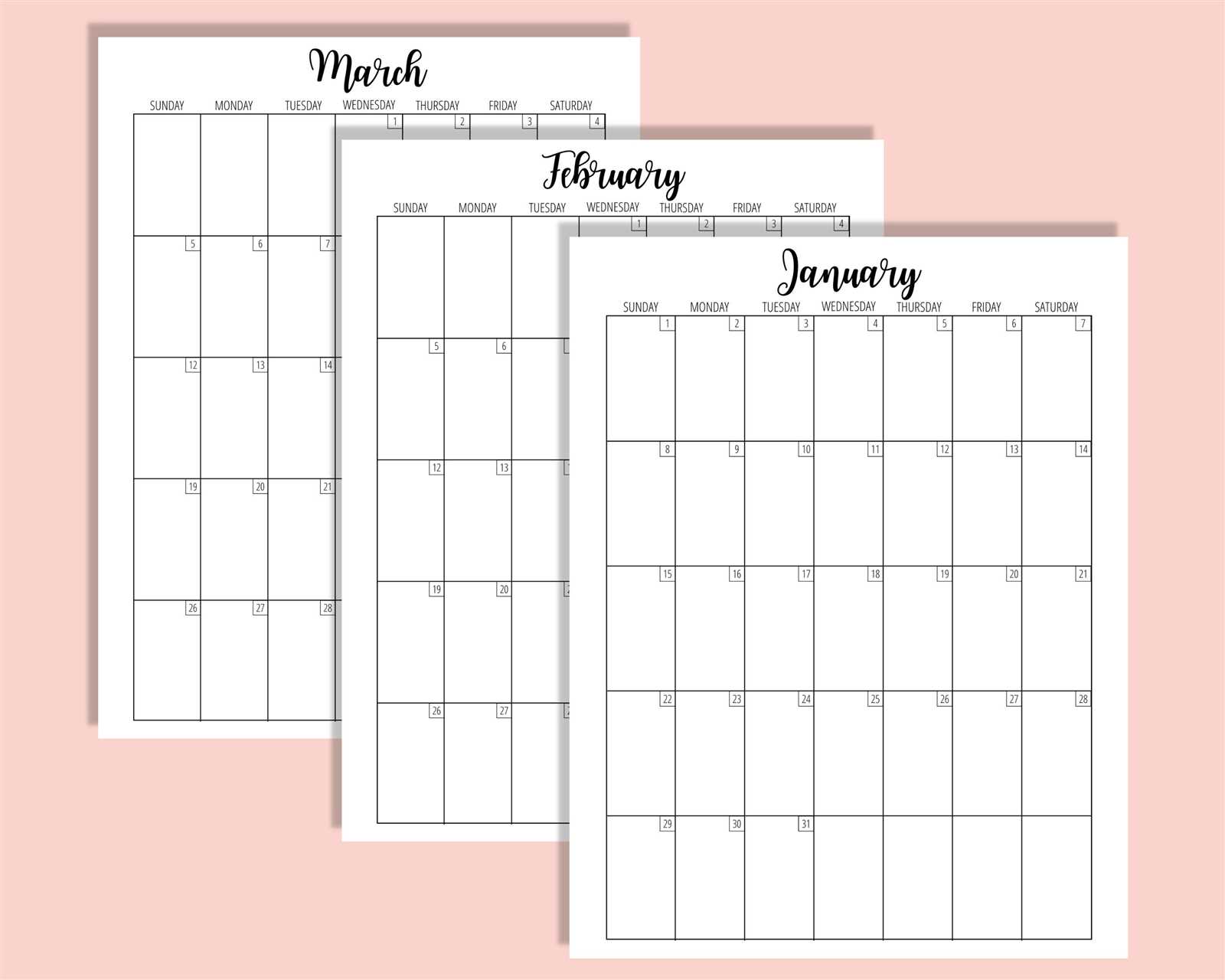 8x11 calendar template