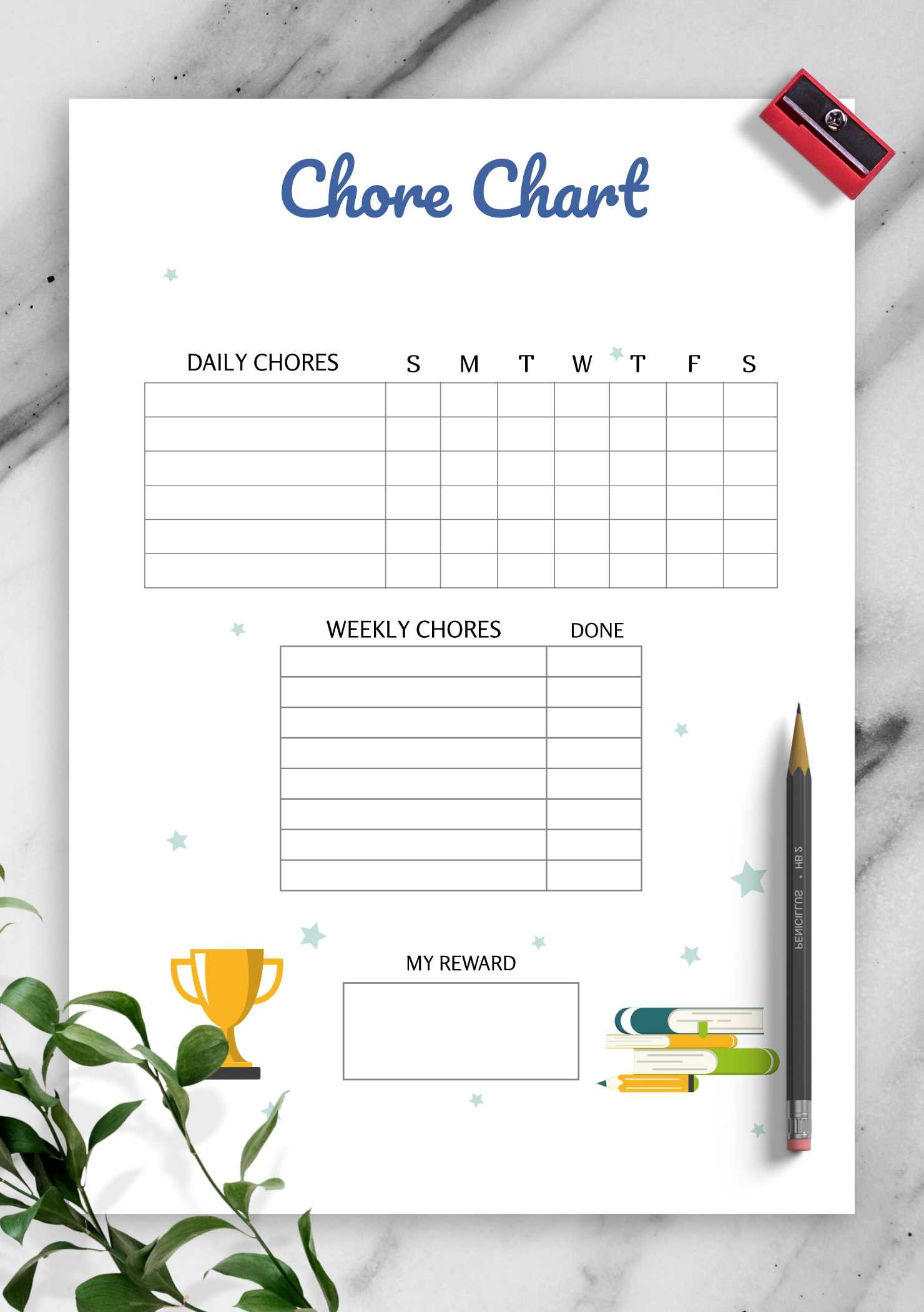 monthly chore calendar template