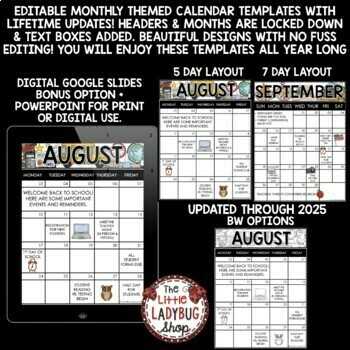 free edit calendar template 2025