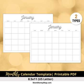 month calendar template printable