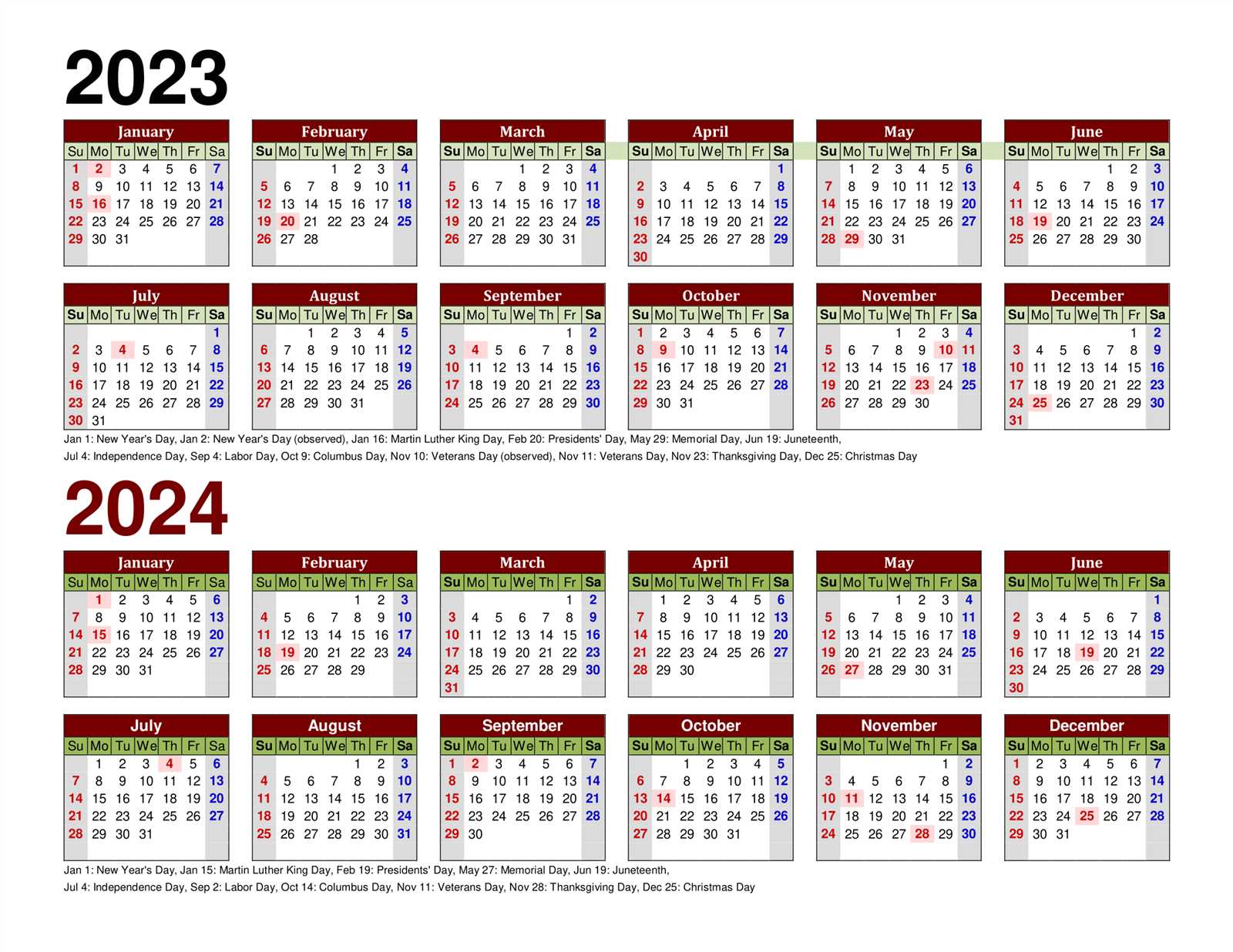 calendar 23 24 template