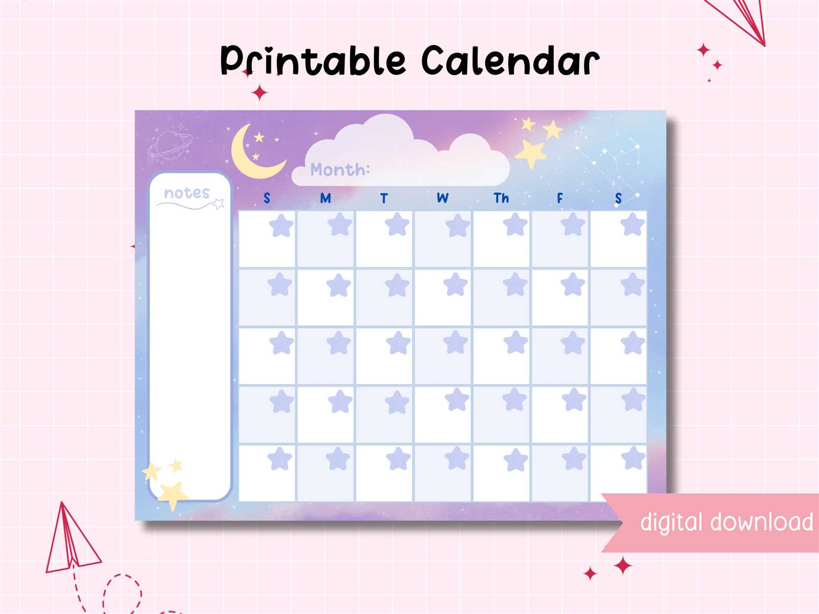 kawaii calendar template