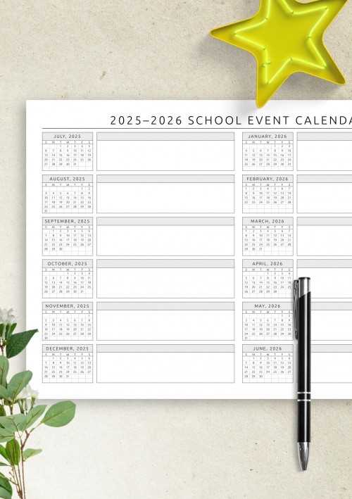 2026 academic calendar template