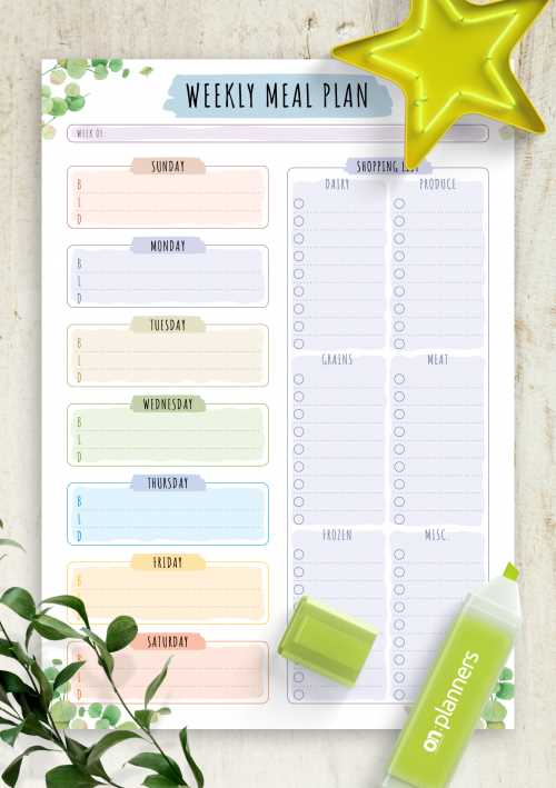 nutrition calendar template