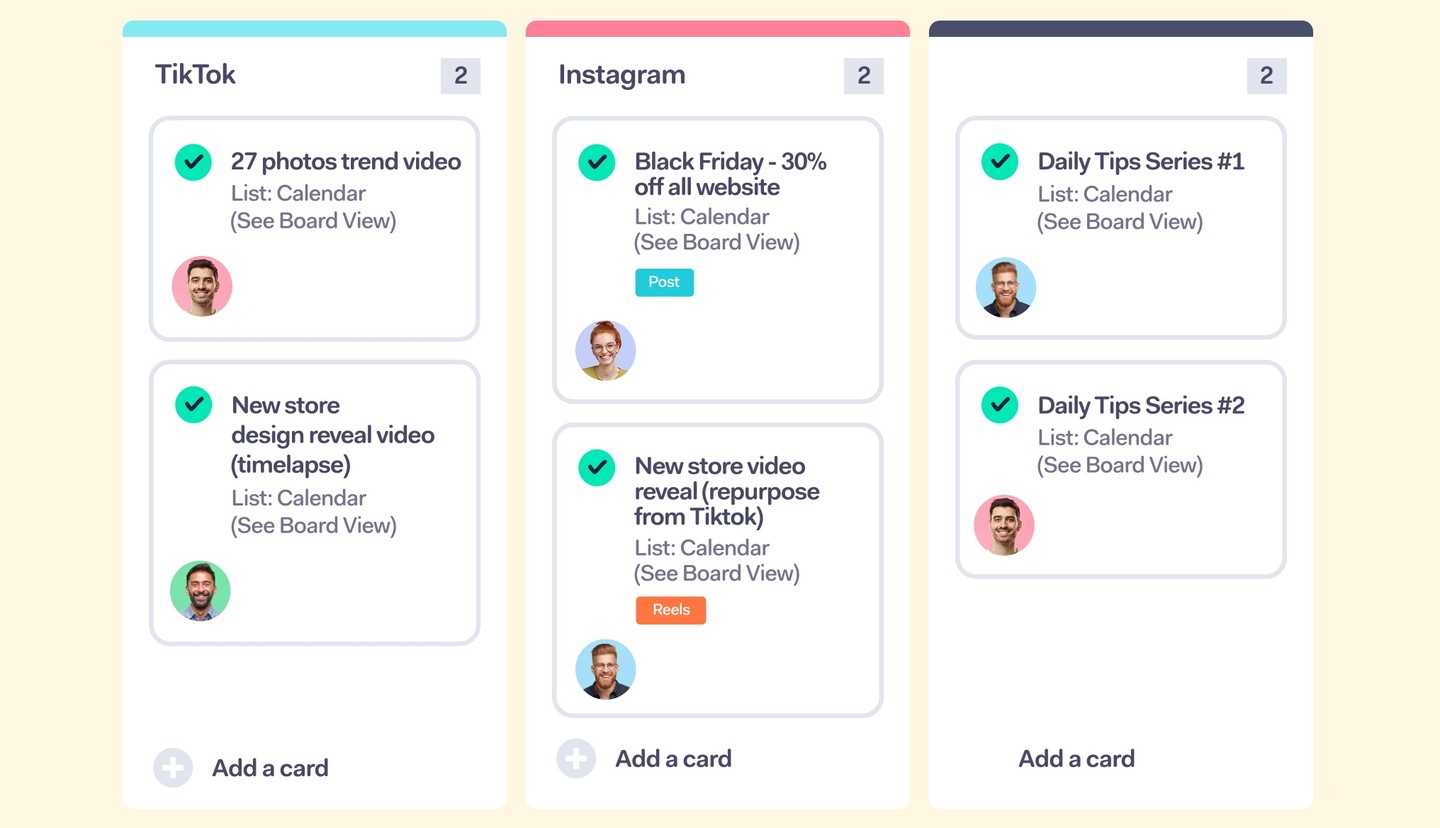 asana social media calendar template