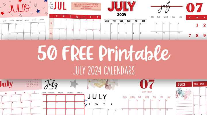 july monthly calendar template