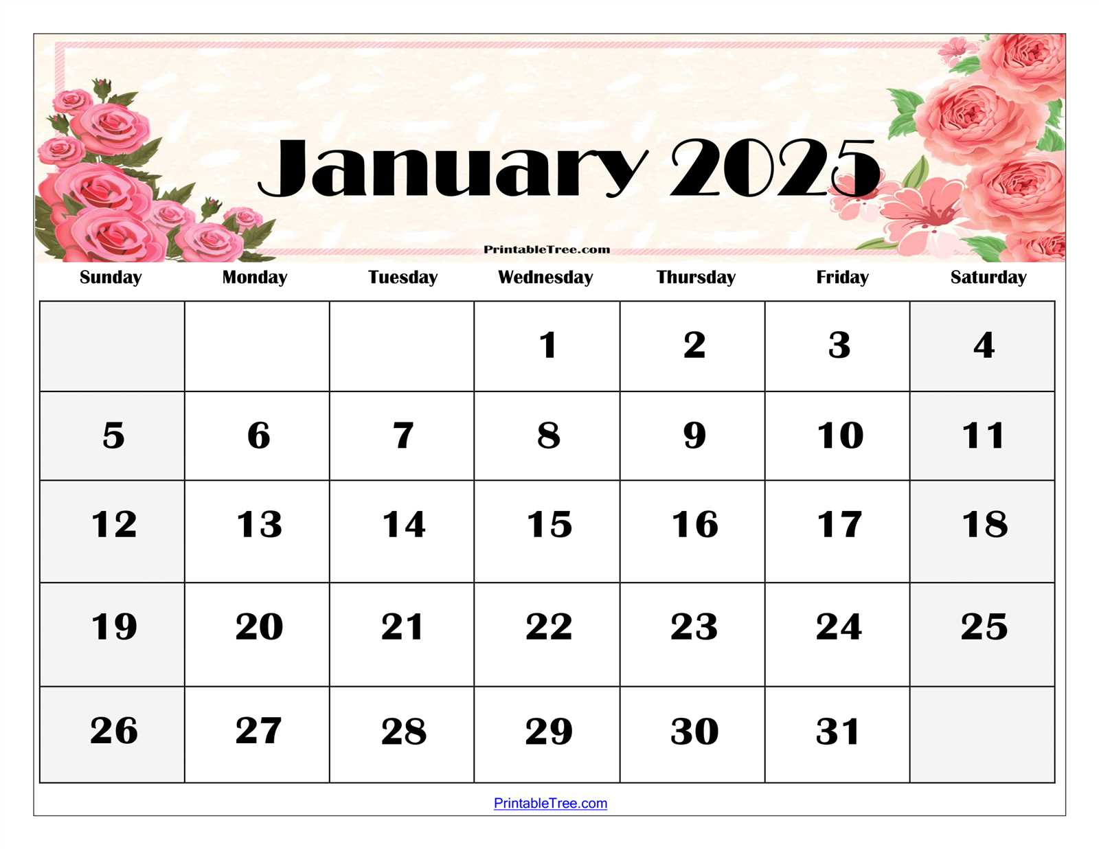 january calendar template 2025