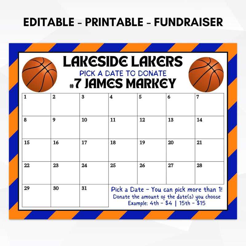 calendar raffle fundraiser template