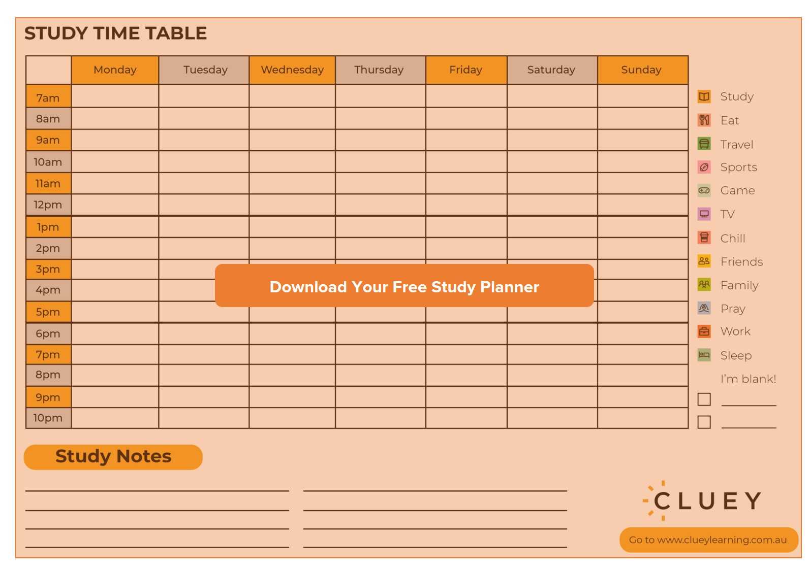 test calendar template