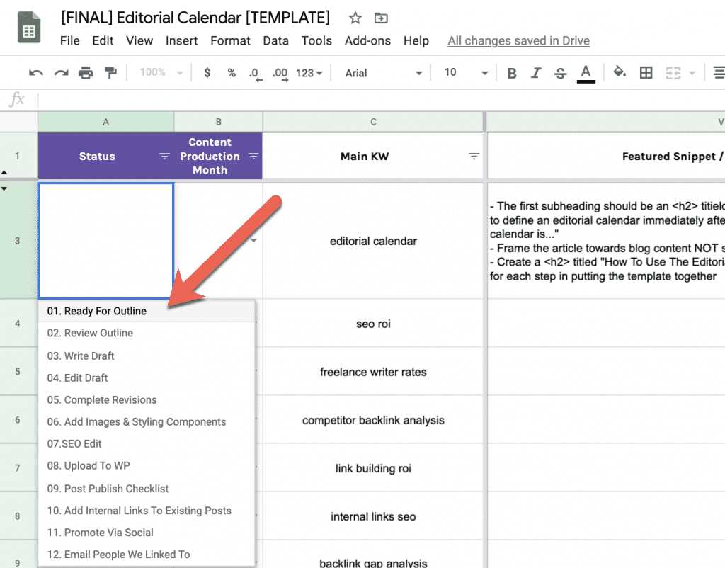 calendar to write on template