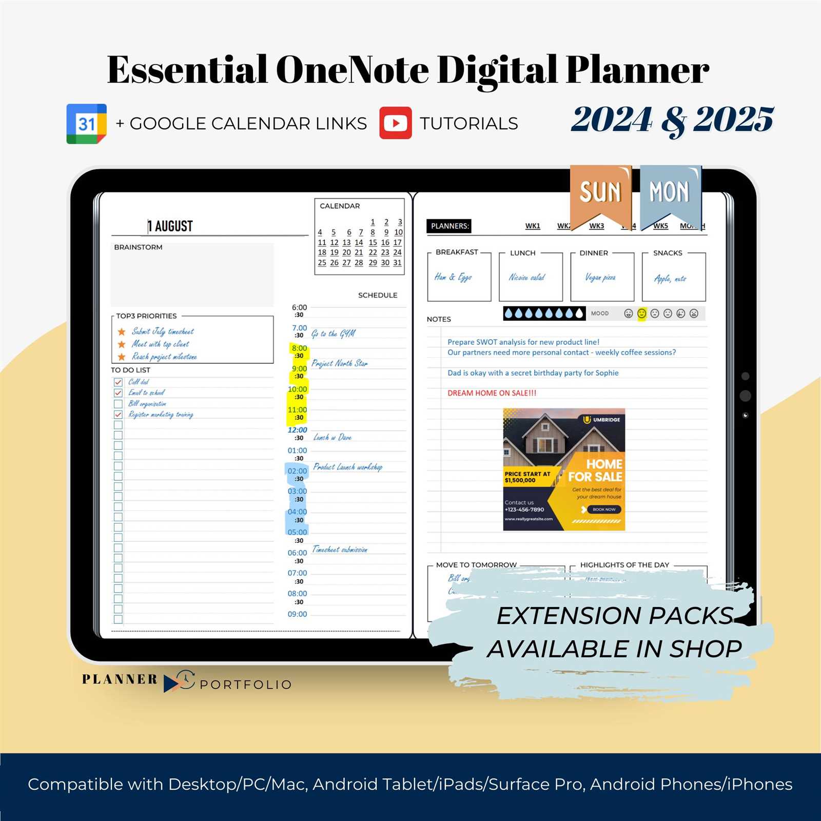 2025 onenote calendar template