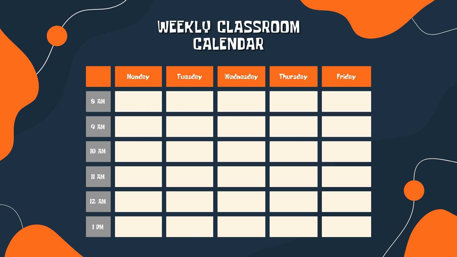 calendar for classroom template