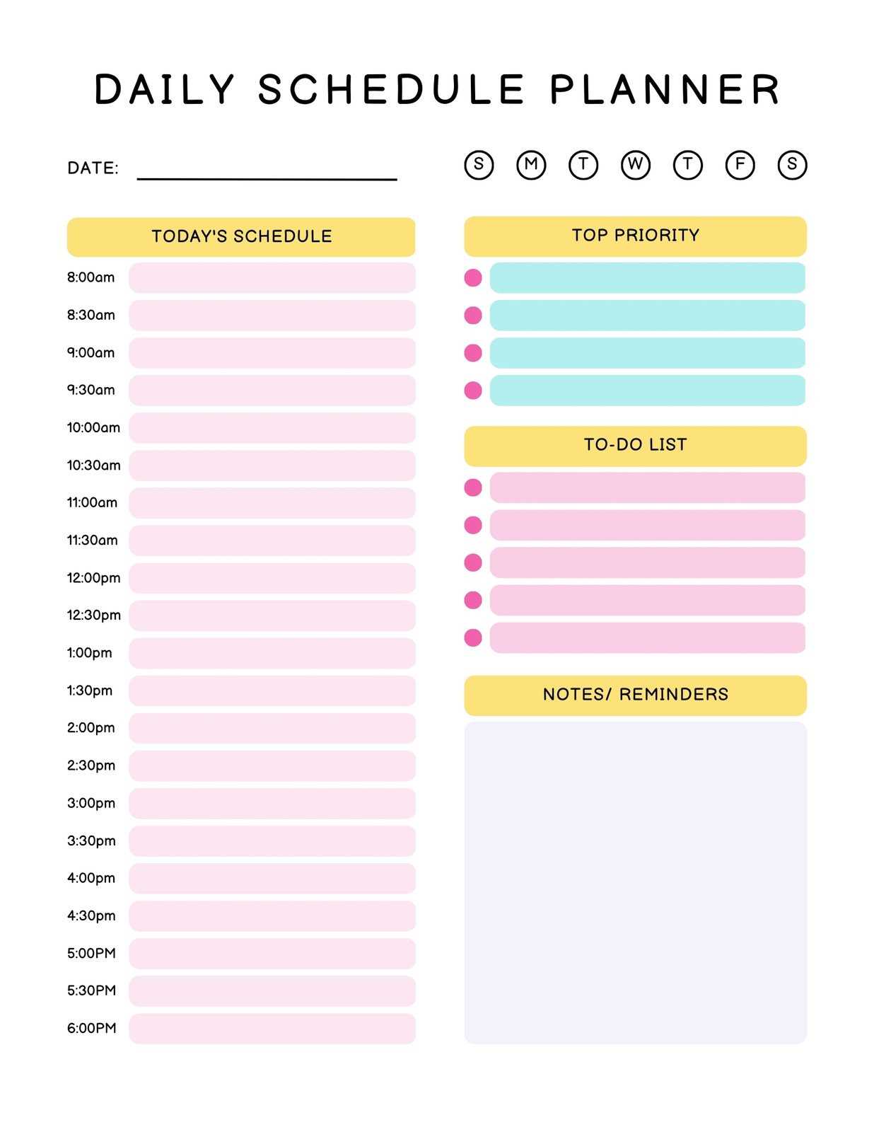 single day calendar template