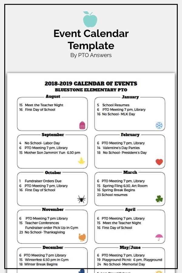 event calendar template free