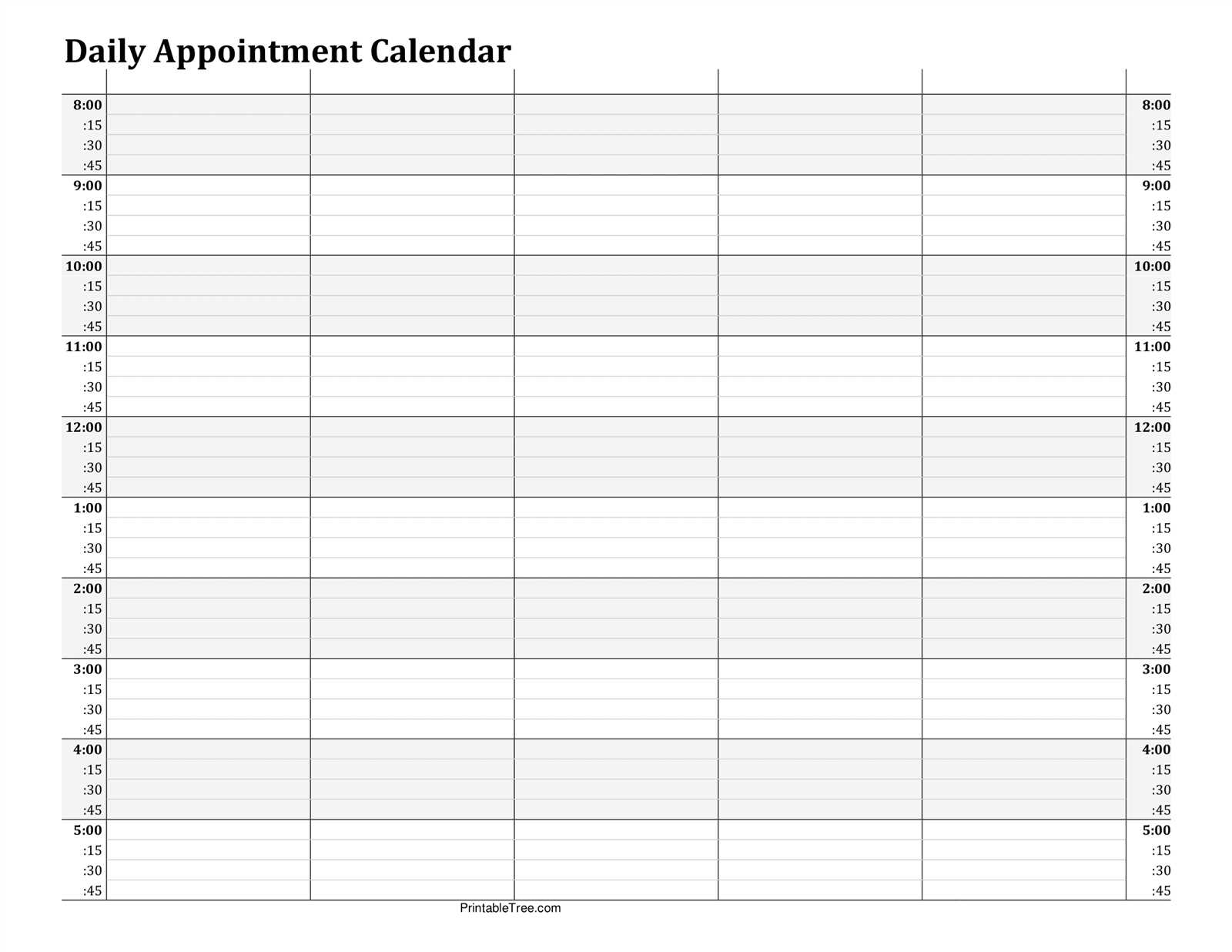 printable appointment calendar template