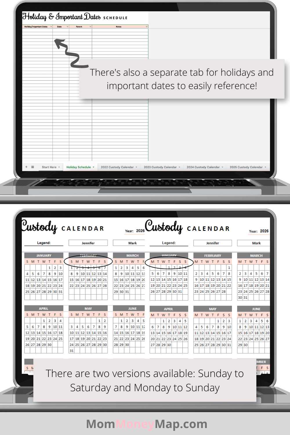 custody calendar template