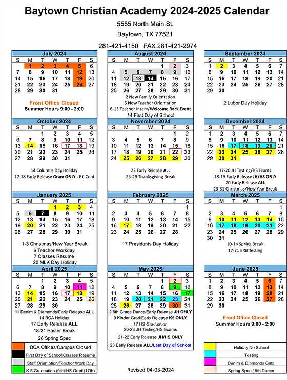 2025 school calendar template