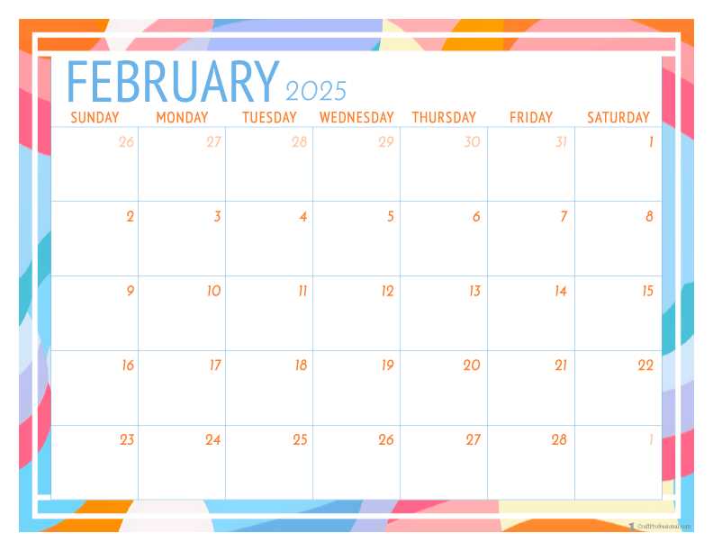 feb calendar template