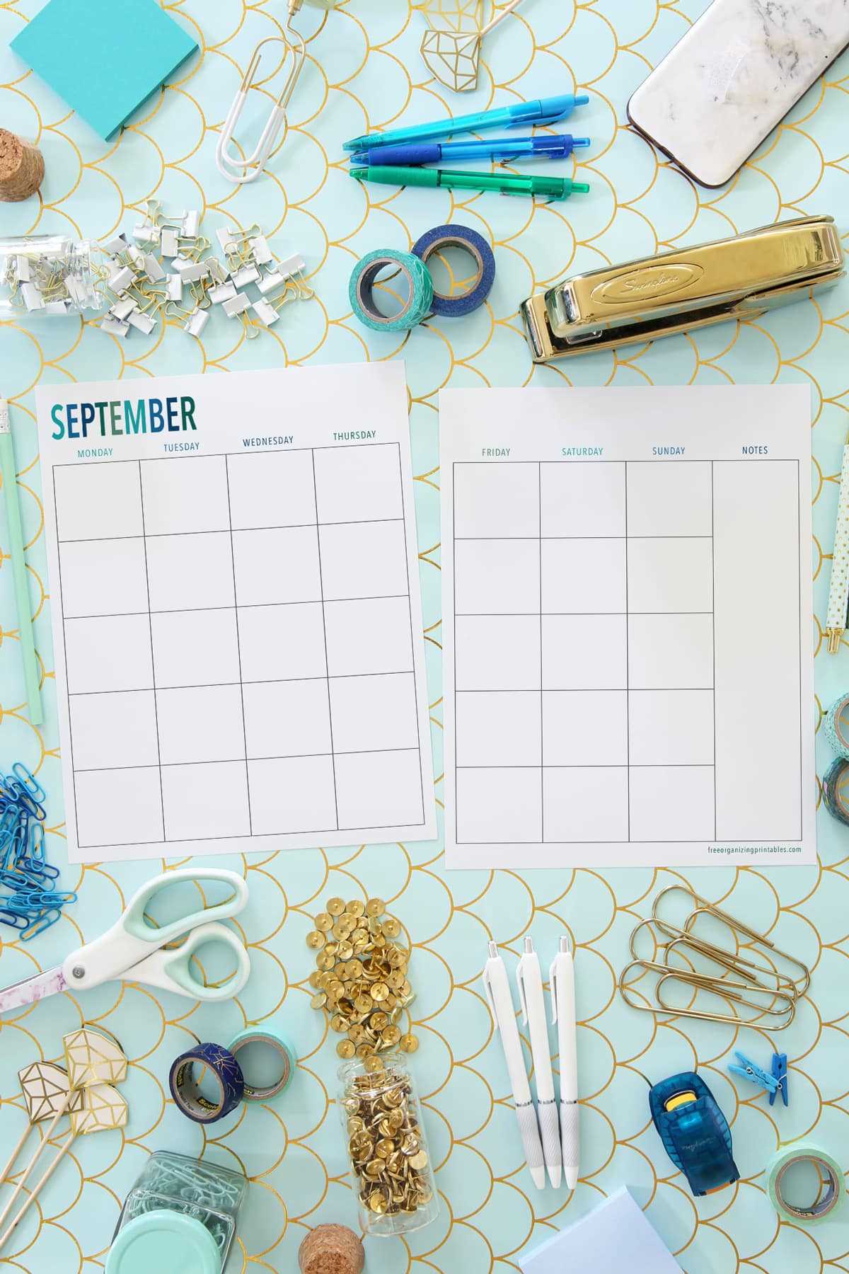 printable 2 page calendar template