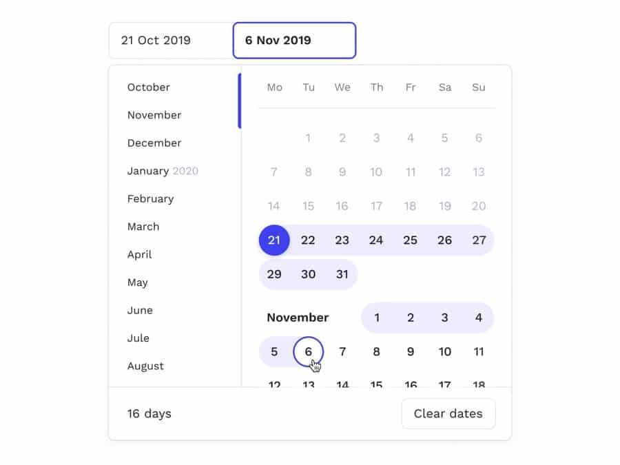 calendar template figma