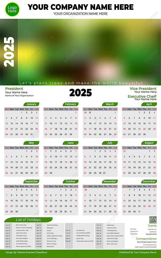 one page calendar 2025 template