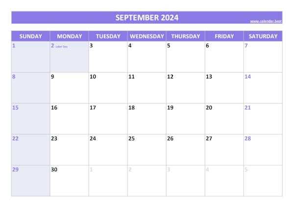 sept calendar template
